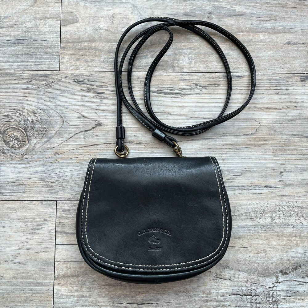 Vintage G.H. Bass & Co. Brown Leather Crossbody Bag Saddle Purse Y2K Gorpcore